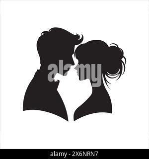 Silhouette romantique illustrations vectorielles des amoureux : des designs élégants pour des projets créatifs sincères et intemporels Illustration de Vecteur