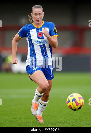 Photo datée du 20-11-2022 d'Elisabeth Terland de Brighton et Hove Albion, qui compte 13 buts de championnat dans sa deuxième saison en football anglais - la moitié du total de son équipe - et est devenue la meilleure butrice de Brighton en WSL. Date d'émission : jeudi 16 mai 2024. Banque D'Images