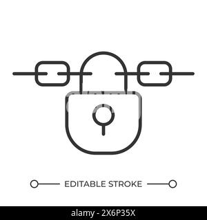 Chaîne avec icône linéaire de verrouillage Illustration de Vecteur