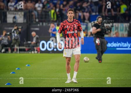 Rome, Italie. 15 mai 2024. Dusan Vlahovic (Juventus FC) lors de la Coupe d'Italie, Coppa Italia, finale de football entre Atalanta BC et Juventus FC le 15 mai 2024 au Stadio Olimpico à Rome, Italie - photo Morgese-Rossini/DPPI crédit : DPPI Media/Alamy Live News Banque D'Images