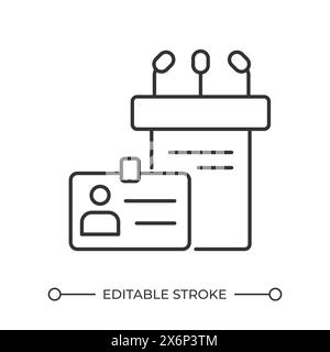 Icône linéaire d'événement de prise de parole en public Illustration de Vecteur