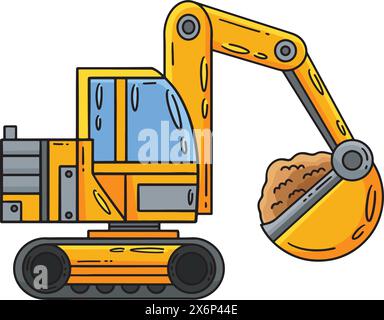 Excavatrice de construction Cartoon Colored Clipart I Illustration de Vecteur