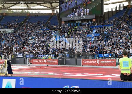 15 mai 2024, Stadio Olimpico, Roma, Italie ; finale de Coupe d'Italie de football ; Atalanta contre Juventus ; supporters d'Atalanta Banque D'Images