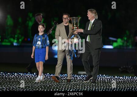 15 mai 2024, Stadio Olimpico, Roma, Italie ; finale de Coupe d'Italie de football ; Atalanta contre Juventus ; Alessandro Del Piero et Glenn Stromberg Banque D'Images