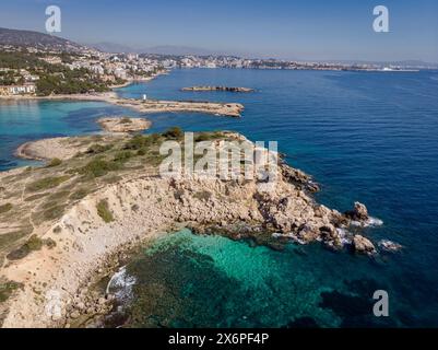 Ancienne tour de défense de l'îlot d'Illetes, Calvia, Majorque, Iles Baléares, Espagne. Banque D'Images