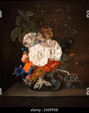 Catharina Backer, nature morte avec fleurs, avant 1711, huile sur toile. Musée de Lakenhat, Leyde. Banque D'Images