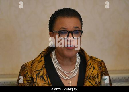 Patricia Scotland, Secrétaire générale du Commonwealth, lors de la 22e réunion de la Conférence des ministres de l'éducation du Commonwealth à Marlborough House, siège du Secrétariat du Commonwealth à Londres. Date de la photo : jeudi 16 mai 2024. Banque D'Images