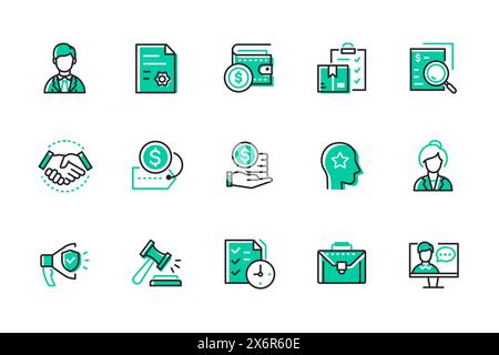 Services juridiques - ensemble d'icônes de style de conception de ligne Illustration de Vecteur
