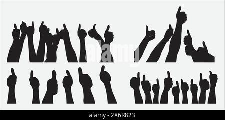Empowering Unity : les pouces levés les mains levées silhouettes Illustration de Vecteur