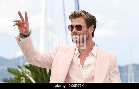 Cannes, France. 16 mai 2024. L'acteur Chris Hemsworth pose lors de l'appel photo du film 'Furiosa : a Mad Max Saga' lors de la 77ème édition du Festival de Cannes, dans le sud de la France, le 16 mai 2024. Crédit : Gao Jing/Xinhua/Alamy Live News Banque D'Images