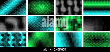 Tramage d'un motif d'art de pixel. Arrière-plans de tramage numérique abstrait, ensemble vectoriel de fond d'écran de transitions de dégradé pixellisé Illustration de Vecteur