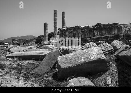 Enceinte de Zeus, la déesse Leto donne naissance à ses enfants jumeaux Artémis et Apollon à Délos, puis vient à l'endroit où la rivière Xanthos atteint t Banque D'Images