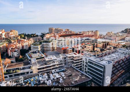 Monaco, Monaco - 15 décembre 2023 : vue panoramique de Monaco au coucher du soleil Banque D'Images