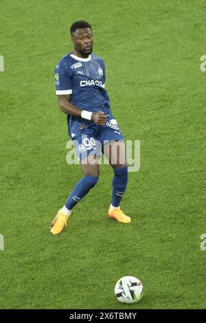 Chancel Mbemba de Marseille lors du championnat de France de Ligue 1 match de football entre le stade de Reims et l'Olympique de Marseille (OM) le 15 mai 2024 au stade Auguste Delaune à Reims, France Banque D'Images