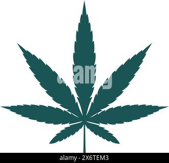 Icône de feuille de plante de chanvre de cannabis, drogue et concept de médecine Illustration de Vecteur