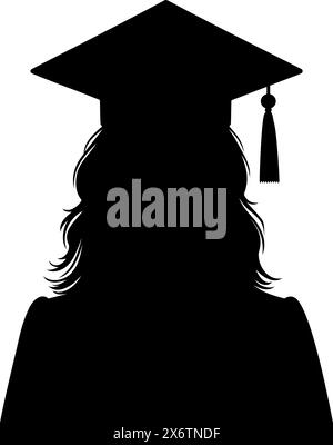 Silhouette d'une femme diplômée en casquette et robe. Illustration vectorielle Illustration de Vecteur