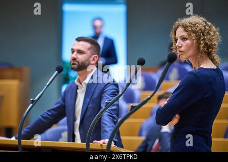 LA HAYE - Christine Teunissen, députée PvdD, et Stephan van Baarle, député DENK, à la Chambre des représentants lors d'un débat en plénière sur la situation à Gaza. ANP PHIL NIJHUIS pays-bas Out - belgique Out Banque D'Images