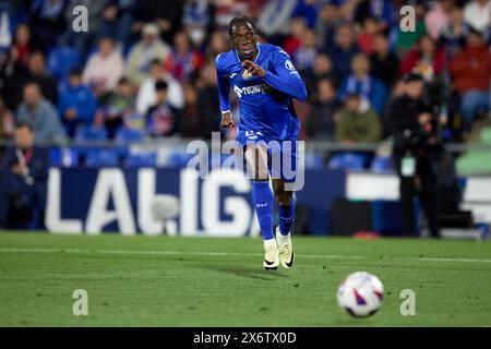 Ilaix Moriba de Getafe CF en action lors du match LaLiga EA Sports entre Getafe CF et Atletico Madrid au Coliseum Alfonso Perez le 15 mai 2024 à Getafe, Espagne. (Photo de QSP) Banque D'Images