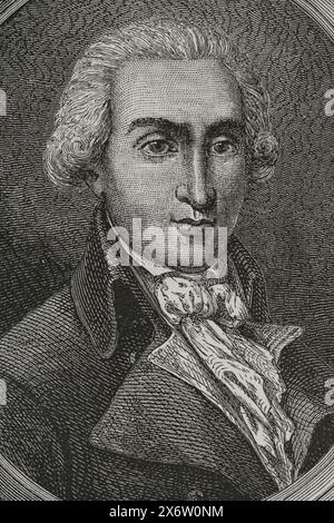 Félix-Julien-Jean Bigot de Préameneu (1747-1825) Avocat et homme politique français. Il est l'un des quatre auteurs légaux du Code napoléonien, promulgué le 21 mars 1804. Portrait. Gravure. "Histoire de la Révolution française". Volume I, 1876. Banque D'Images