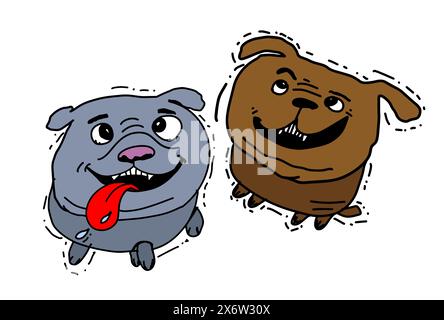 Visage drôle de chiot de bouledogue français de dessin animé. dessin à la main. Pas ai, illustration vectorielle Illustration de Vecteur