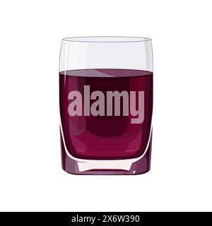 Plein verre de jus rose isolé sur fond blanc. Illustration vectorielle dans le style plat avec boisson. Clipart pour carte, bannière, flyer, conception d'affiche Illustration de Vecteur