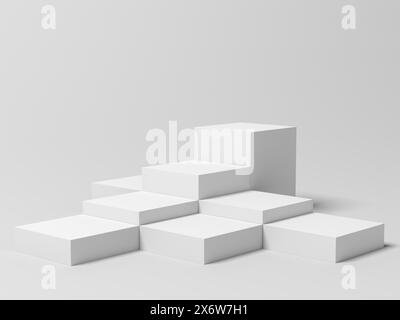 Présentation du produit. Afficher les plinthes. Support. Couleur blanche. 3d illustration. Banque D'Images