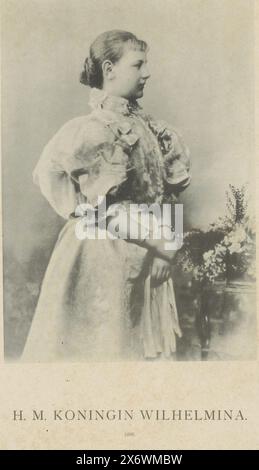 Portrait de Wilhelmine, Reine des pays-Bas, Portrait de Wilhelmine. Une couronne en haut au centre. Son nom et son titre dans la marge inférieure., empreinte photomécanique, Richard Kameke, anonyme, pays-Bas, 1896, papier, collotype, hauteur, 403 mm × largeur, 300 mm Banque D'Images