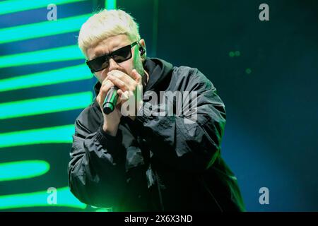 Les auteurs-compositeurs italiens Gazzelle, pseudonyme de Flavio Bruno Pardini, sur scène à l’Arena di Verona pour son live spécial interprète “16.05.24 - Arena di Verona” le 16 mai 2024 à Vérone, Italie. Banque D'Images