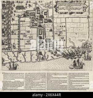 Le camp de l'armée hollandaise situé près de Watervliet à côté du camp de l'armée espagnole, 1605, l'armée du M.H. déclare, sous l'autorité de S. Princelijcke, poser des fortifications jusqu'à Watervliet: vu contre l'armée du Conincx d'Espagne sous l'autorité du marquis Spinola jusqu'à Bochout et étendu là dans la région (titre sur objet), Camp de mess.ers les Estatz accampé soubz la conduitte de son Excel : le Comte Maurice; viz a viz du Camp du Roij d'Espaigne gisant a bochoute et villages circumconvoisins, dont est Chieff le Marquis Spinola (titre sur objet), Erklarung dieser Banque D'Images