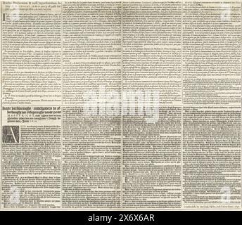 Feuille de texte appartenant à la carte de Maastricht assiégée par Frederik Hendrik, 1632, brève déclaration & aussi représentation du siège de Mastricht, & début de l'année 1632, brève explication, avec les images du siège de la ville de Maestricht, et ce qui s'y est passé, depuis le début du siège de 't Belegh, commencé le 9 juin 1632, Maestricht Beleegert, par Frederick Henderick au G. G. Prince d'Orangien, Comte de Nassou (...) le 9 juin int an 1632 (titre sur objet), feuille de texte accompagnant la carte du siège de Maastricht par l'armée de l'Etat sous les ordres Banque D'Images