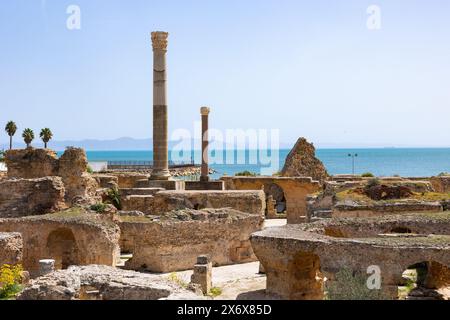 Bains romains d'Antonin ruines à Carthage sur le bord de mer, Tunisie Banque D'Images