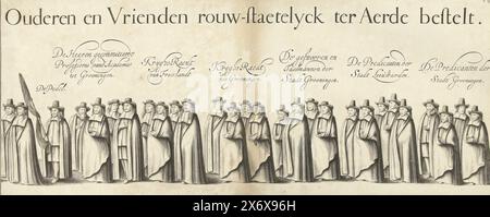 Cortège funèbre de Willem Frederik, comte de Nassau-Dietz (page 24), 1665, deuil-Staetelijcke cadavre splendeur dans l'UYT-Vaert et enterrement du défunt corps de (...) Wilhelm Frederich (...) décédé dans Leeuwarden (...) le vingt et un octobre, MDCLXIV. Et là dans le Choir du Jacobijner Kerck, le quinzième décembre MDCLXIV. Oude Stijl (...) (titre sur objet), cortège funèbre de Willem Frederik, comte de Nassau-Dietz, à Leeuwarden le 6 janvier 1665. Une partie du cortège funéraire. Plaque n° 24 dans un ensemble de 24 (de 25) plaques numérotées non montées (sans texte Banque D'Images