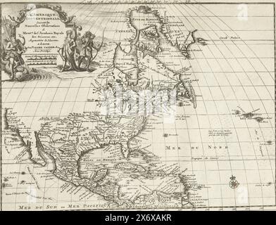 MAP of North and Central America, 1726, L'Amerique septentrionale, suivant les nouvelles observations (titre sur objet), les Forces de l'Europe, Asie, Afrique et Amerique (...) comme aussi les cartes des Côtes de France et d'Espagne (titre de la série sur objet), Map of North and Central America. Plaque n° 495 dans la partie XX de l'ouvrage d'imprimerie: les Forces de l'Europe, Asia, Afrique et Amerique ... comme aussi les cartes des Côtes de France et d'Espagne de 1726, cette deuxième partie avec 271 planches numérotées à la main de villes fortes et forteresses renommées dans le contexte de la guerre de succession d'Espagne Banque D'Images