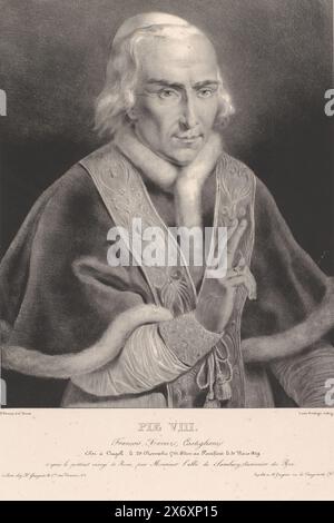 Portrait du pape Pie VIII, Pie VIII (titre sur objet), estampe, imprimeur : Louis Boulanger, (mentionné sur objet), après dessin par : Francesco Ferrari, (mentionné sur objet), imprimeur : Armand Pierre Henri Gaugain, (mentionné sur objet), imprimeur : Paris, après dessin par : Rome, imprimeur : Paris, éditeur : Paris, 1829, papier, hauteur, 535 mm × largeur, 384 mm Banque D'Images