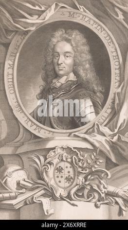 Portrait de Paul de Rapin de Thoyras, estampe, imprimeur : Gille Edme petit, (mentionné sur l'objet), après peinture par : Sébastien Bourdon, (mentionné sur l'objet), c. 1730, papier, gravure, gravure, hauteur, 368 mm × largeur, 225 mm Banque D'Images