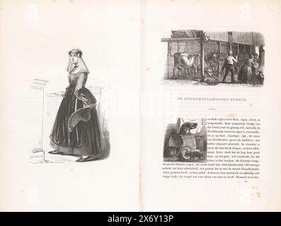 Épouse du fermier de Hollande du Nord, 1840-1841, épouse du fermier de Hollande du Nord. Jeune femme debout en Hollande du Nord costume traditionnel debout près d'une clôture. Numéroté : 41. Illustration dans le livre 'les pays-Bas : croquis de personnages, costumes, posture et apparence de différentes classes', un livre avec croquis de personnages, professions et costumes de types folkloriques hollandais de 1841., estampe, imprimeur : Henry Brown, après dessin par : Michel Mourot, (mentionné sur l'objet), éditeur : Nederlandsche Maatschappij van Schoone Kunsten, imprimeur: pays-Bas, après dessin par : pays-Bas, éditeur : The Banque D'Images