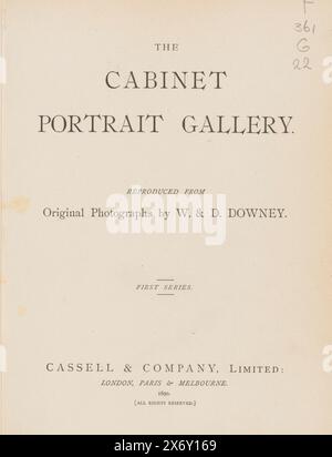 La galerie de portraits de cabinet : reproduit à partir de photographies originales de W. et D. Downey : première série (titre sur objet), livre, William & Daniel Downey, (mentionné sur objet), éditeur : Cassell & Co, (mentionné sur objet), Londres, 1890, papier, impression, empreinte carbone, hauteur, 249 mm × largeur, 202 mm × épaisseur, 38 mm Banque D'Images