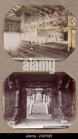 Porte de bronze et tombe de Zondergu dans le complexe du temple Zojo-ji à Shiba, Tokyo, Japon, cette photo fait partie d'un album., photographie, Kusakabe Kimbei, Tokyo, v. 1890 - en 1903 ou avant, papier, impression albumine, hauteur, 213 mm × largeur, 274 mm Banque D'Images