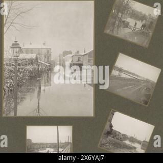 Hommes à brouettes et machine devant la gare de maisons-Alfort lors des inondations de Paris, partie de l'album photo flood Paris et banlieue 1910., photographie, G. dangereux, Paris, Jan-1910, support photographique, hauteur, 52 mm × largeur, 59 mm Banque D'Images