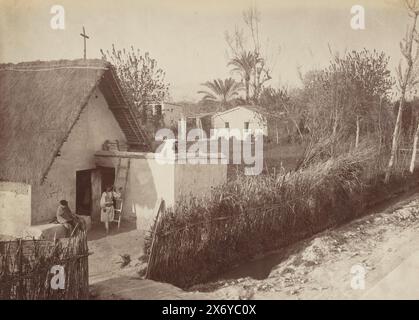 Vue de quelques maisons à Murcie, Espagne, Murcie, paisaje de la huerta (titre sur l'objet), cette photo fait partie d'un album., photographie, Juan Laurent, (mentionné sur l'objet), Murcie, 1856 - 1863, papier, impression albumine, hauteur, 248 mm × largeur, 335 mm Banque D'Images