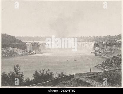 Vue des chutes du Niagara, Niagara, chute du fer à cheval (titre sur objet), Amérique du nord (titre de la série sur objet), estampe, imprimeur : Friedrich Salathé, (mentionné sur objet), après photo par : Noël Marie Paymal Lerebours, (mentionné sur objet), imprimeur : Bougeard, (mentionné sur objet), Paris, 1840 - 1841, papier, gravure, hauteur, 236 mm × largeur, 286 mm Banque D'Images