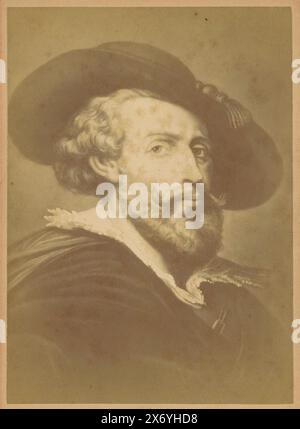 Reproduction photographique d'un autoportrait de Rubens, Rubens (titre sur l'objet), photographie d'armoire, anonyme, après peinture de : Peter Paul Rubens, éditeur : Johan Marinus Schalekamp, (mentionné sur l'objet), c. 1870 - c. 1890, support photographique, tirage sur albumine, hauteur, 167 mm × largeur, 108 mm Banque D'Images