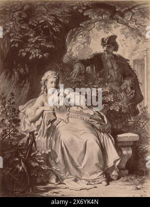 Reproduction photo d'un dessin d'une scène d'une pièce de Friedrich Schiller avec un braquage imminent, par Carl Jaeger, les voleurs (titre sur l'objet), photographie, Friedrich Bruckmann, (mentionné sur l'objet), après dessin par: Carl Jaeger, (mentionné sur l'objet), Londres, (éventuellement), c. 1870 - dans ou avant c. 1875, support photographique, tirage albumine, hauteur, 291 mm × largeur, 222 mm Banque D'Images