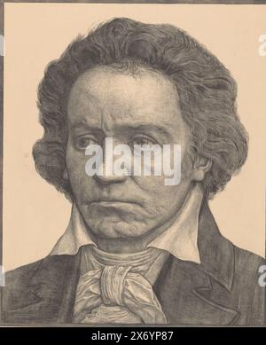 Portrait de Ludwig van Beethoven, Beethoven (titre sur objet), estampe, imprimeur : Antoon Derkinderen, 1902, papier, hauteur, 645 mm × largeur, 426 mm Banque D'Images