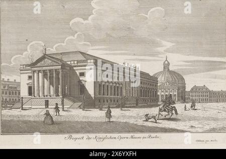 Vue de la Deutsche Oper Berlin, Prospect des Königlichen Opern-Hauses zu Berlin (titre sur l'objet), numérotée en haut à droite : 6., estampe, imprimeur : anonyme, éditeur : Johann David Schleuen (I), (mentionné sur l'objet), Berlin, 1740 - 1774, papier, gravure, gravure, hauteur, 210 mm × largeur, 323 mm Banque D'Images