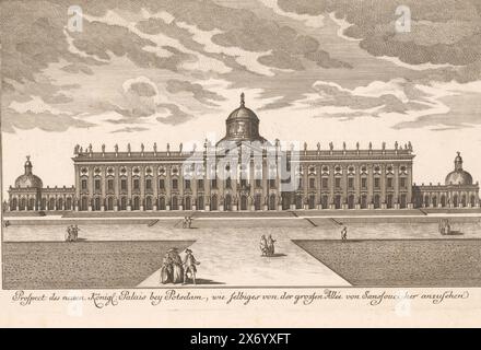 Vue sur le Potsdamer Stadtschloss, Prospect des neuen Königl. Palais, bey Potsdam, wie selbiges (...) (...) (titre sur objet), numéroté en haut à droite : 40., estampe, imprimeur : anonyme, éditeur : Johann David Schleuen (I), 1751 - 1774, papier, gravure, gravure, hauteur, 209 mm × largeur, 325 mm Banque D'Images