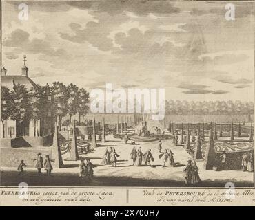 Vue du jardin de la Maison de Petersbourg, vue de Petersbourg ; du grand Laen, et une partie de la maison, queue de Petersbourg de la grande allée et d'une partie de la Maison (titre sur objet), estampe, graveur : Daniël Stopendaal, (possiblement), éditeur : weduwe Nicolaes visser (II), Amsterdam, 1719, papier, gravure, gravure, hauteur, 160 mm × largeur, 205 mm Banque D'Images