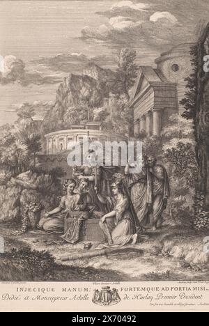 Odysseus découvre Achille, estampe, imprimeur : Gérard Audran, (mentionné sur l'objet), après dessin de : Annibale Carracci, (mentionné sur l'objet), Lodewijk XIV (koning van Frankrijk), (mentionné sur l'objet), France, 1650 - 1703, papier, gravure, gravure, hauteur, 540 mm × largeur, 394 mm Banque D'Images