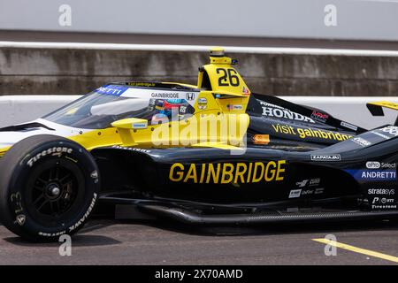 Indianapolis, États-Unis. 16 mai 2024. Colton Herta (26), membre de l'équipe Andretti Global, s'entraîne pour l'Indy 500 2024 au circuit automobile d'Indianapolis. (Photo de Jeremy Hogan/SOPA images/Sipa USA) crédit : Sipa USA/Alamy Live News Banque D'Images