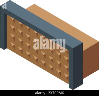 conception isométrique 3d d'un banc en bois moderne avec des détails ornés pour le parc et les scènes extérieures Illustration de Vecteur